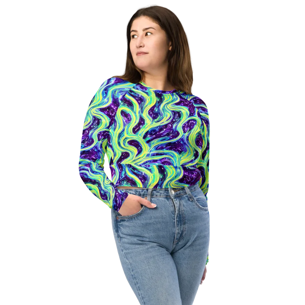 Tidal Luminescence on Long Sleeve Crop Top — Front
