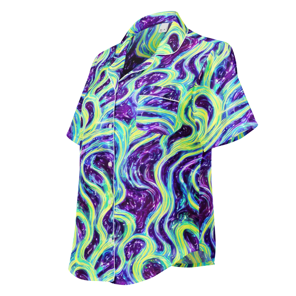 Tidal Luminescence on Women's Short Sleeve Pajama Top — Left Front