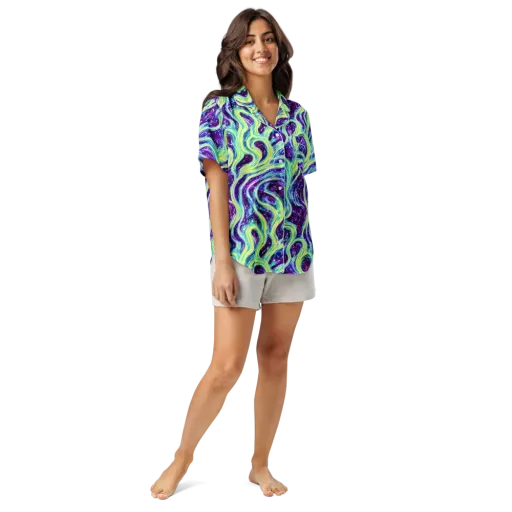 Tidal Luminescence on a Women's Short Sleeve Pajama Top