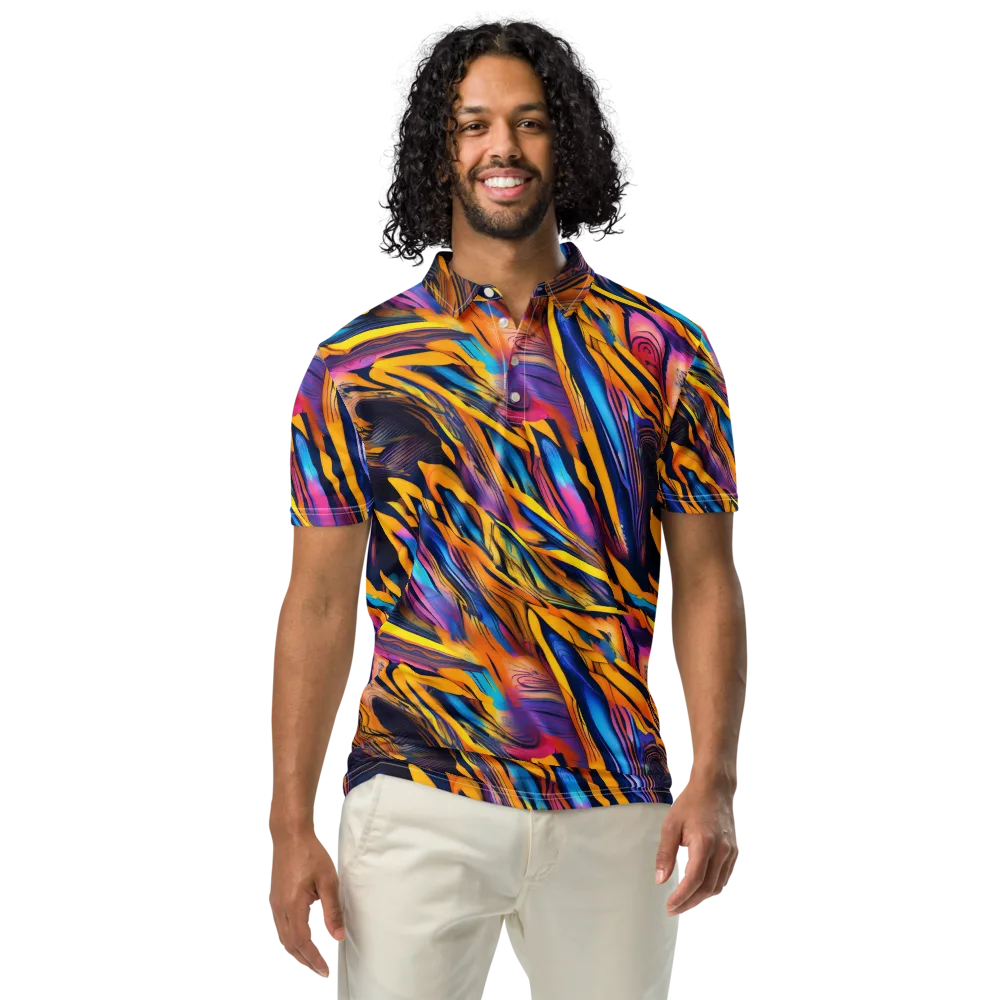Electric Saffron on Men's Slim Fit Polo Shirt — Front