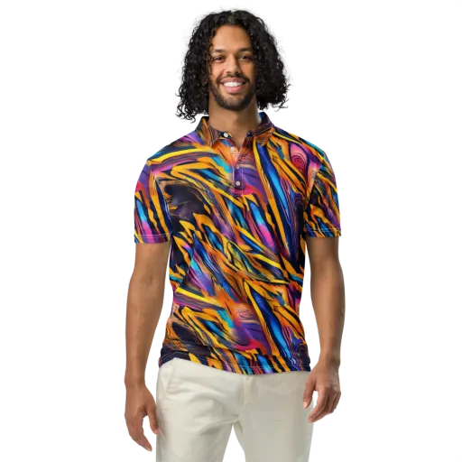 Electric Saffron on a Men's Slim Fit Polo Shirt