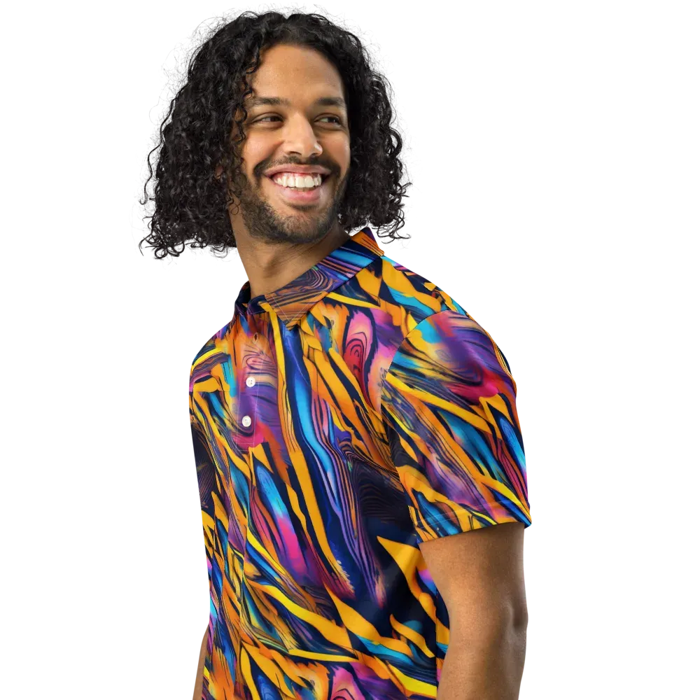 Electric Saffron on Men's Slim Fit Polo Shirt — Left Front