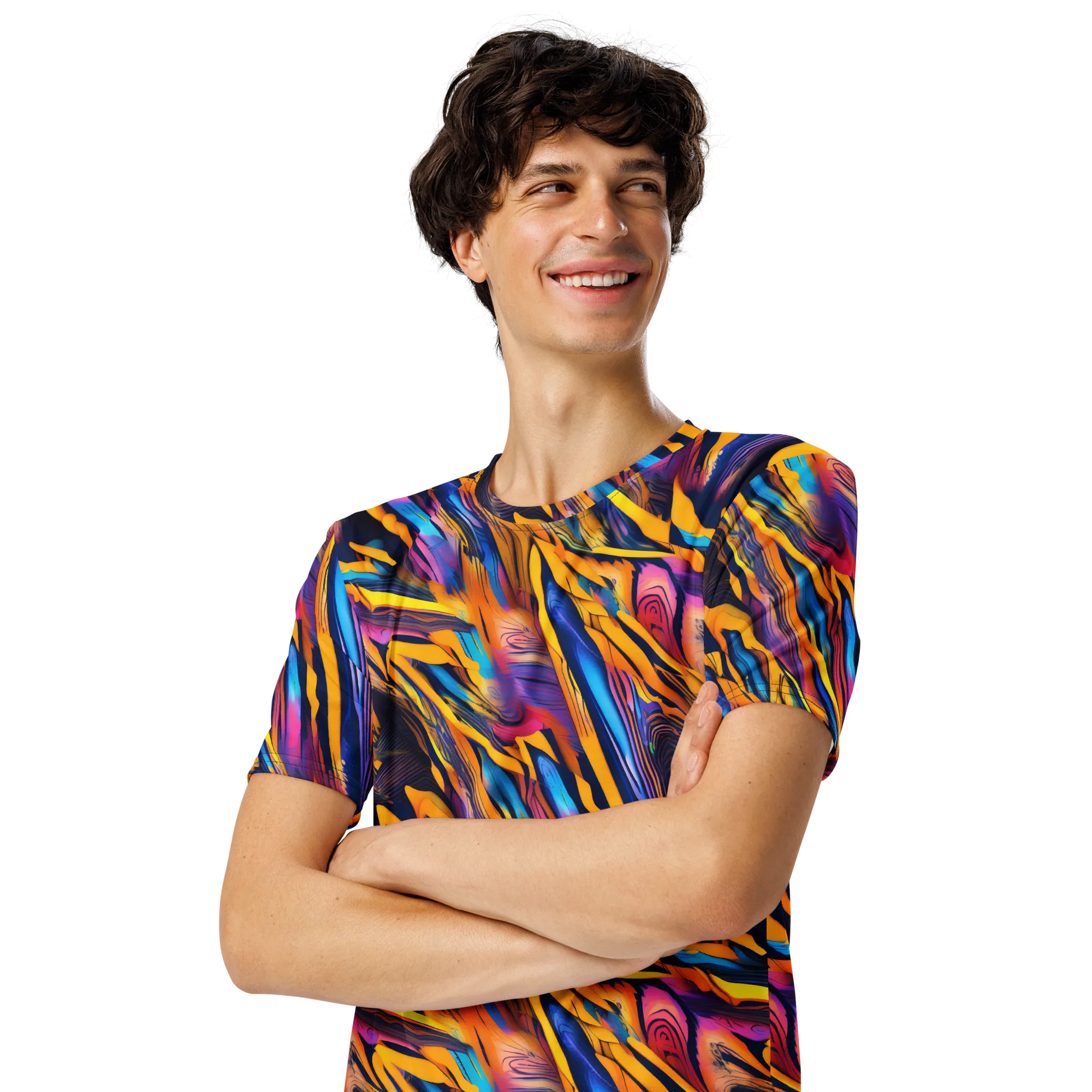 Electric Saffron on Men's Crew Neck T-Shirt — Left Front