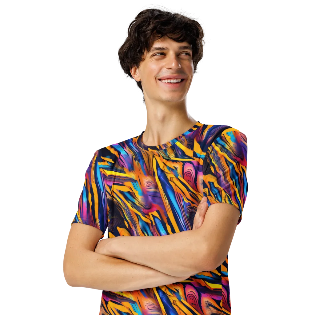 Electric Saffron on Men's Crew Neck T-Shirt — Left Front