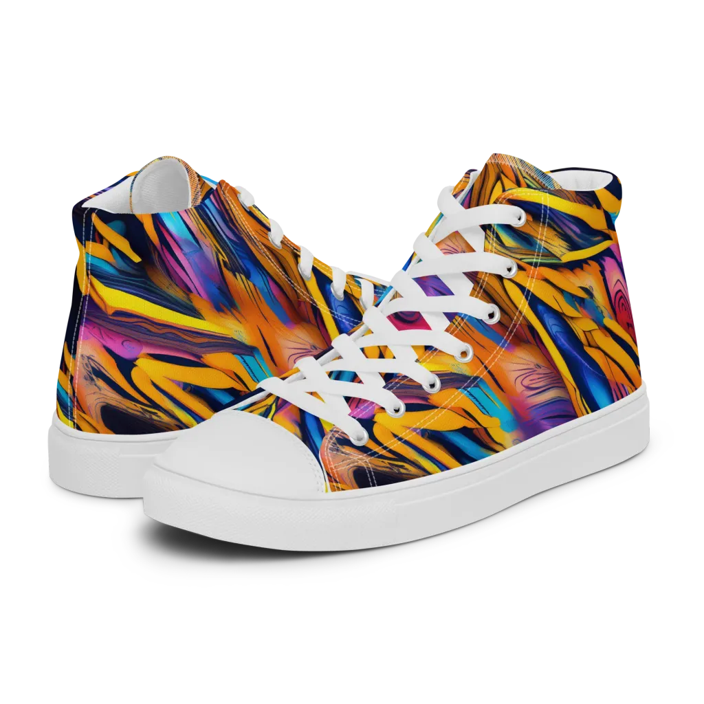 Electric Saffron on Men's High Top Canvas Shoes — Left