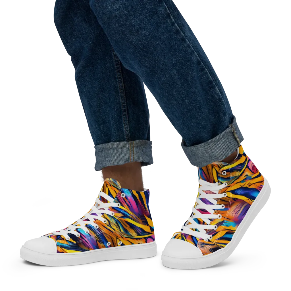 Electric Saffron on Men's High Top Canvas Shoes — Left