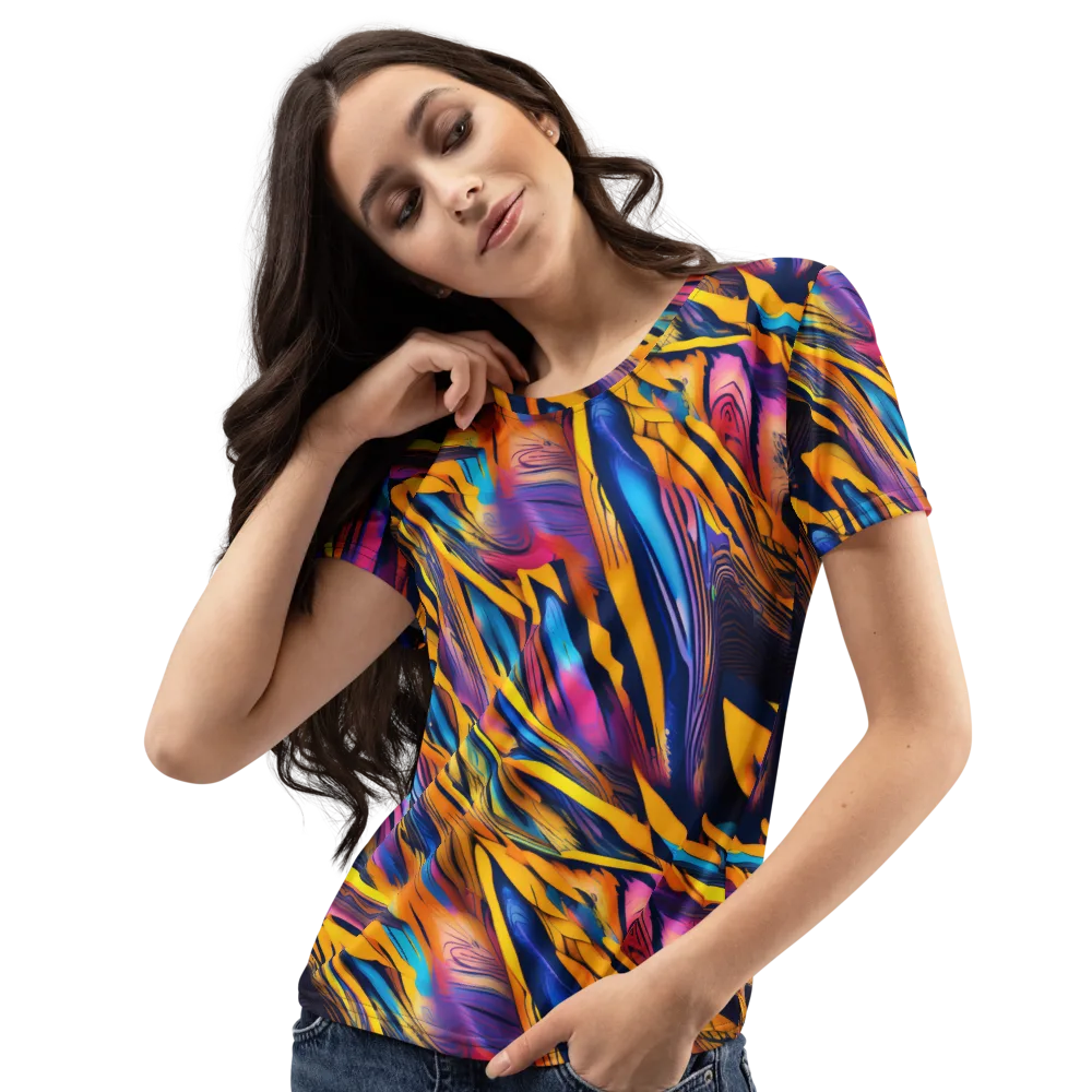 Electric Saffron on Women's Crew Neck T-Shirt — Left Front