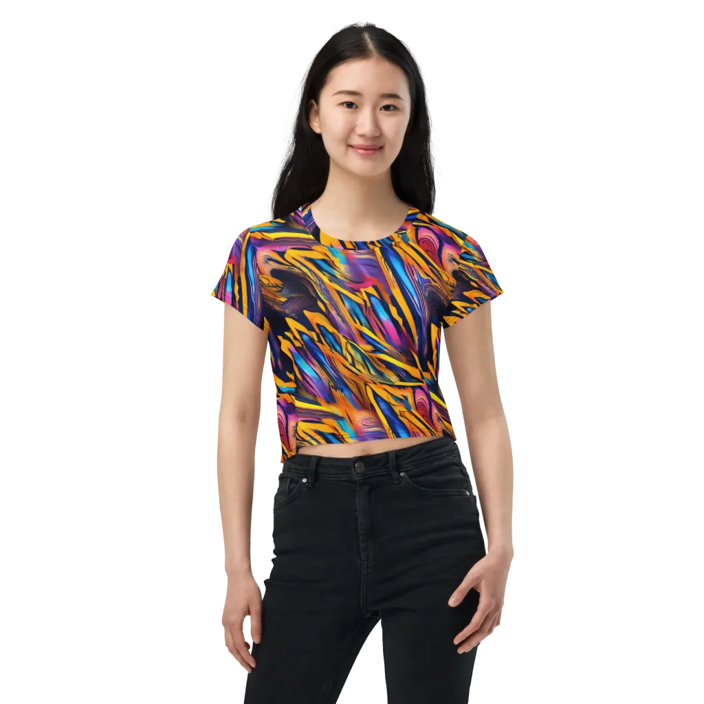 Electric Saffron on Crop Tee — Front