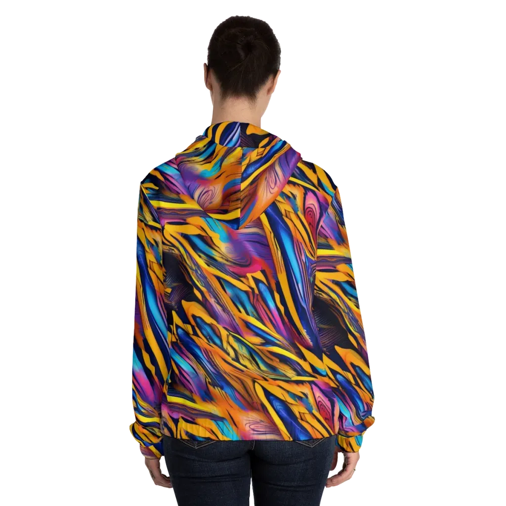 Electric Saffron on Women's Full-Zip Hoodie — Back On Person