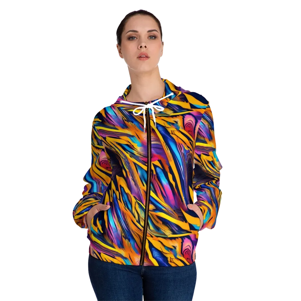 Electric Saffron on Women's Full-Zip Hoodie — Front On Person