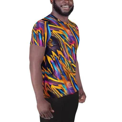 Electric Saffron on a Men's Athletic T-Shirt