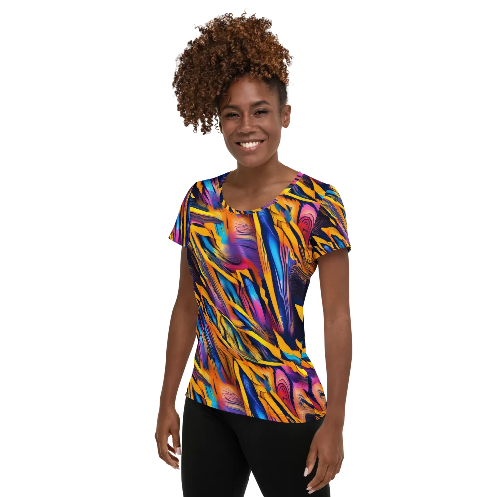 Electric Saffron on Women's Athletic T-Shirt — Left