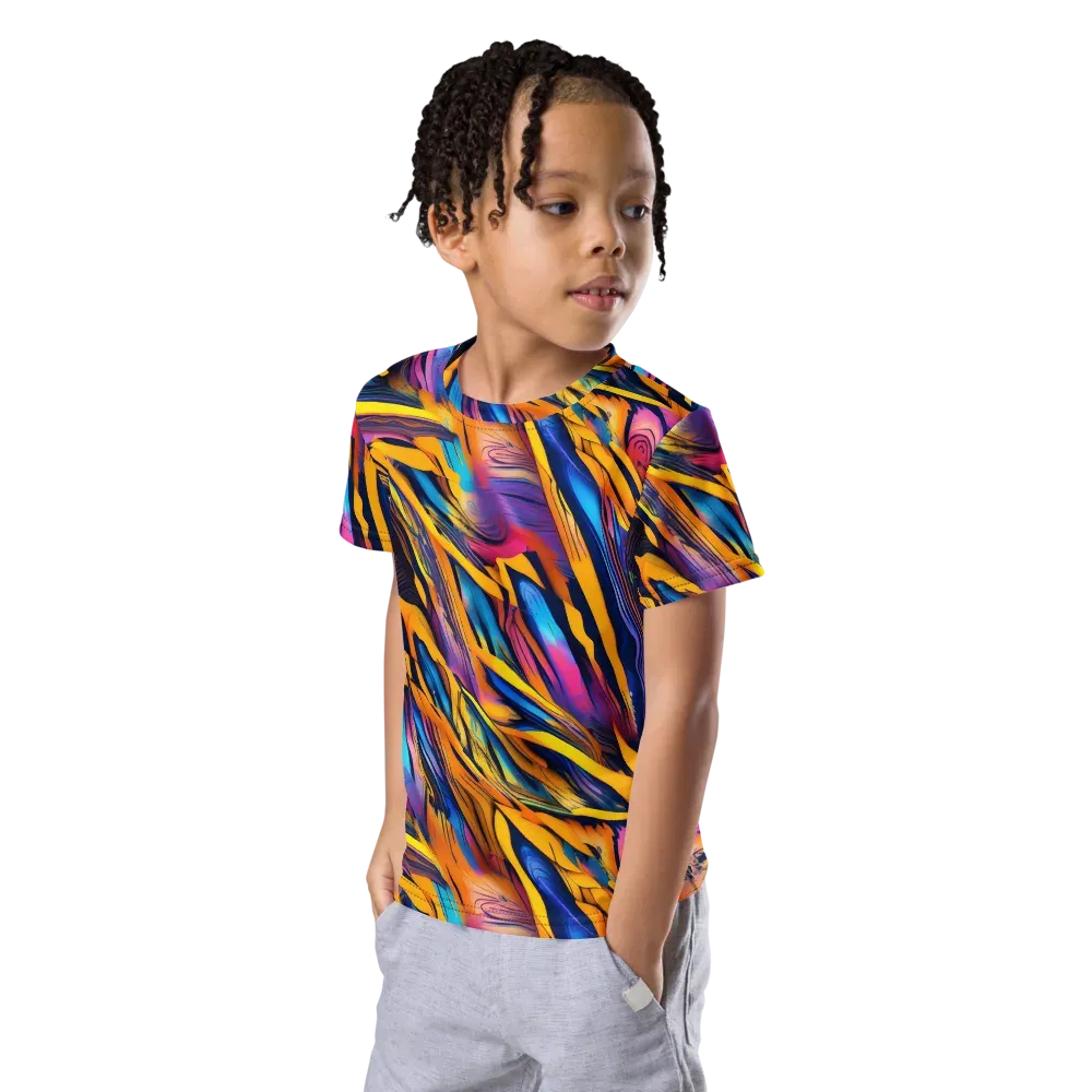 Electric Saffron on Kids Crew Neck T-Shirt — Left Front