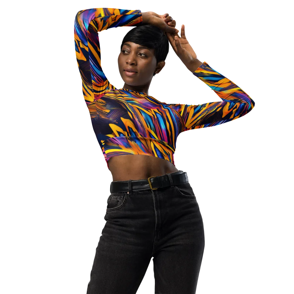 Electric Saffron on Long Sleeve Crop Top — Front