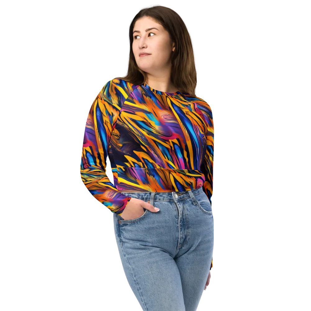 Electric Saffron on Long Sleeve Crop Top — Front