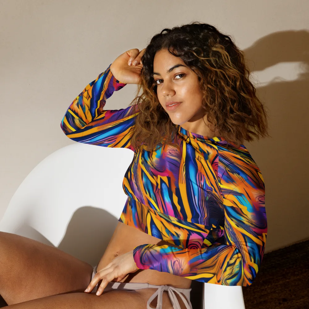 Electric Saffron on Long Sleeve Crop Top — Left Front