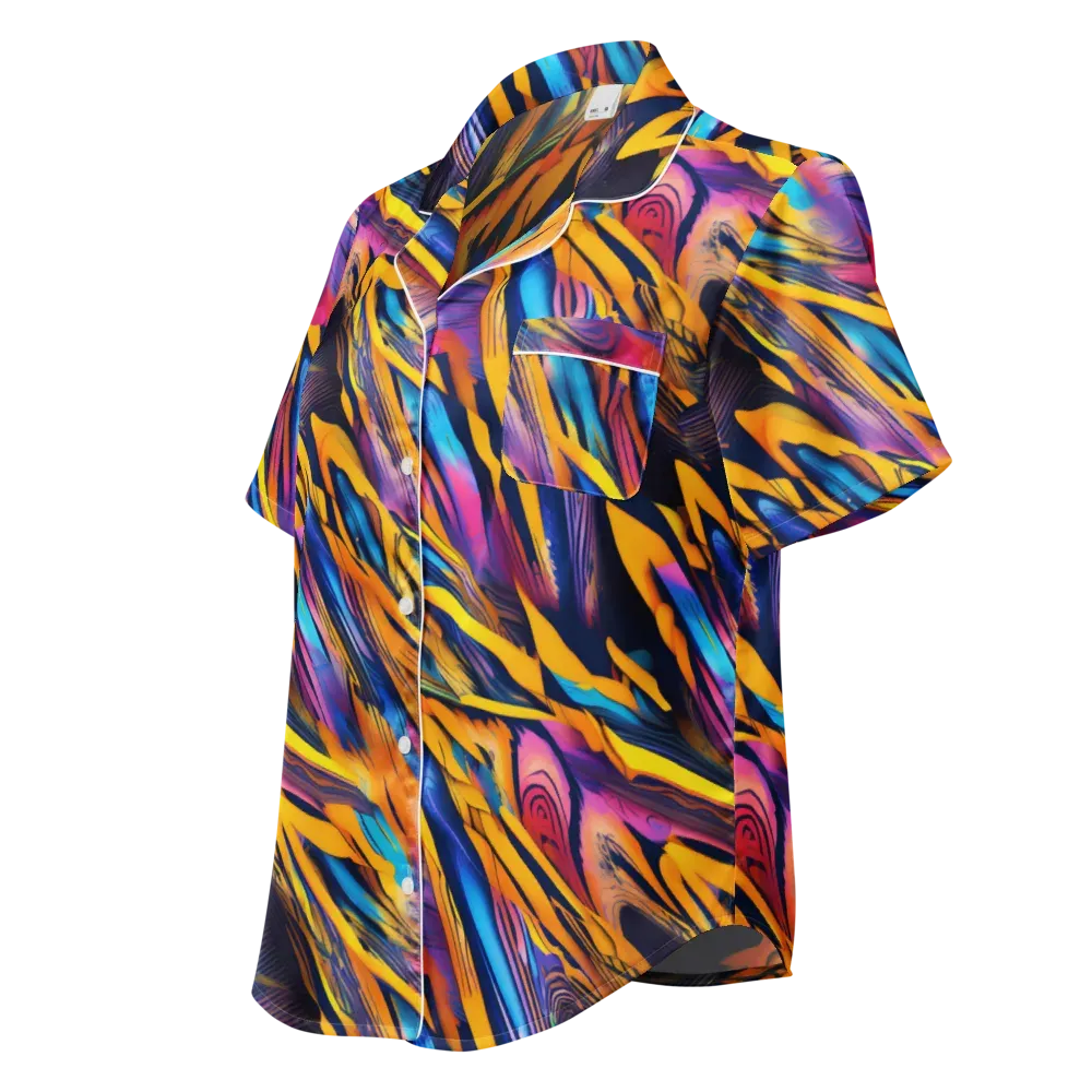 Electric Saffron on Women's Short Sleeve Pajama Top — Left Front