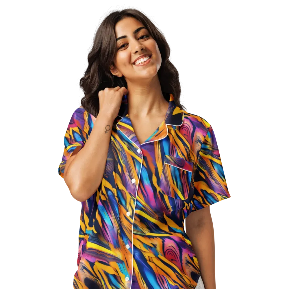 Electric Saffron on Women's Short Sleeve Pajama Top — Front