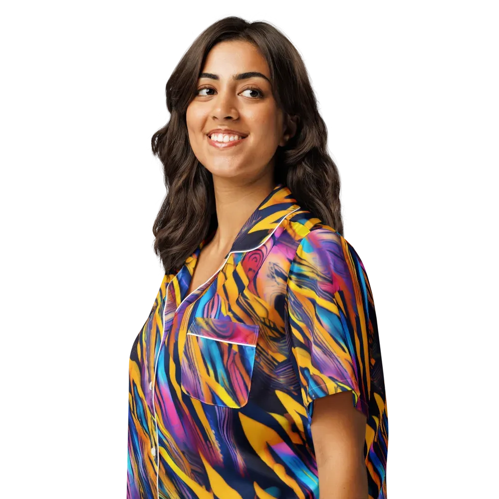 Electric Saffron on Women's Short Sleeve Pajama Top — Left Front