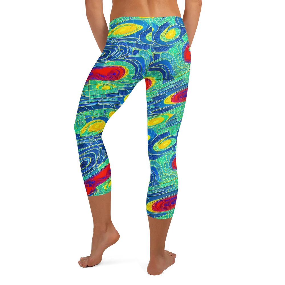 Neon Raceway on Capri Leggings — Back