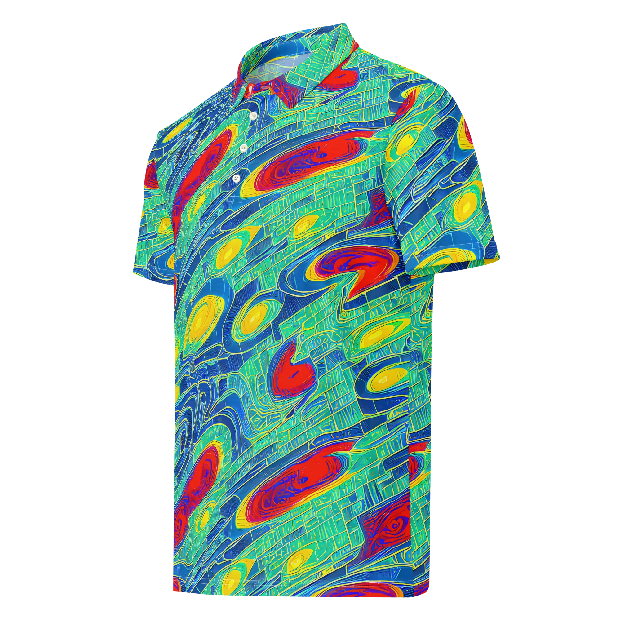 Neon Raceway on Men's Slim Fit Polo Shirt — Left Front