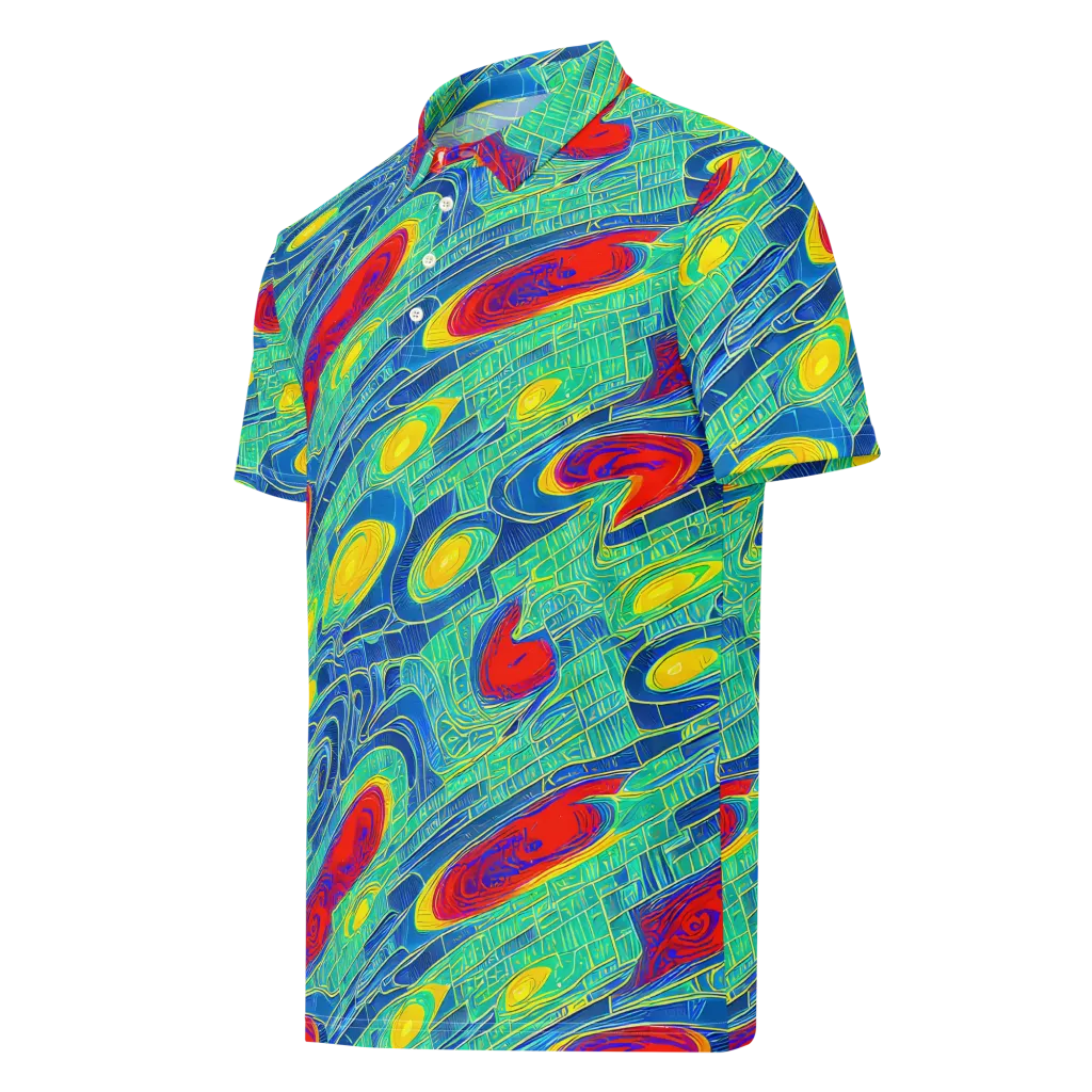 Neon Raceway on Men's Slim Fit Polo Shirt — Left Front