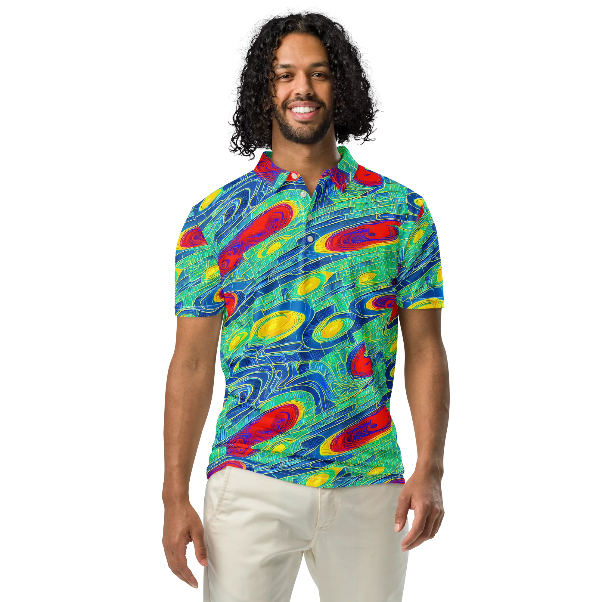 Neon Raceway on Men's Slim Fit Polo Shirt — Front