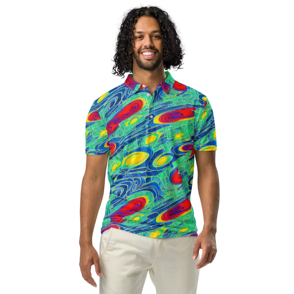 Neon Raceway on Men's Slim Fit Polo Shirt — Front