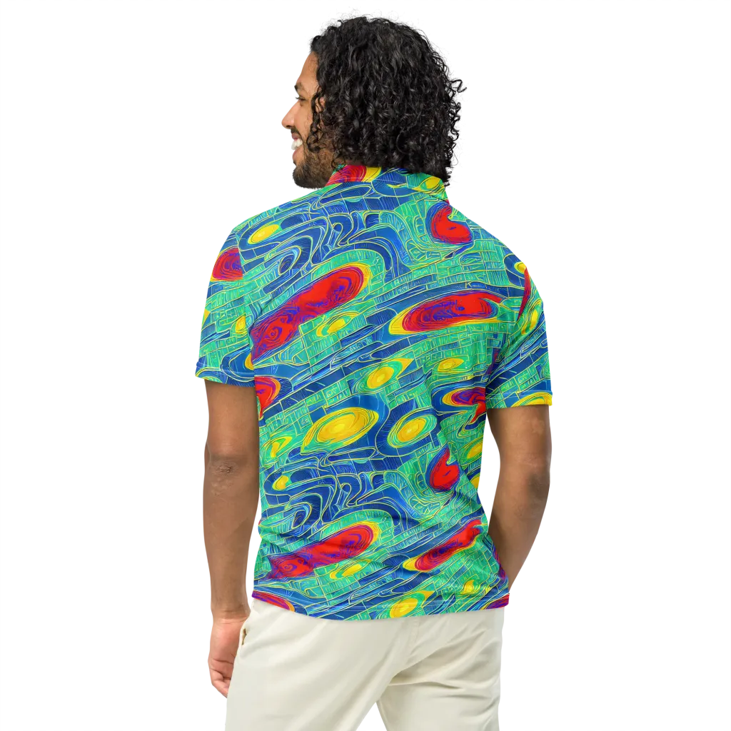Neon Raceway on Men's Slim Fit Polo Shirt — Back