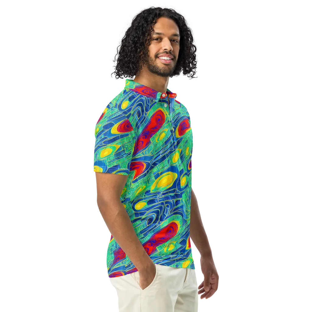 Neon Raceway on Men's Slim Fit Polo Shirt — Right Front