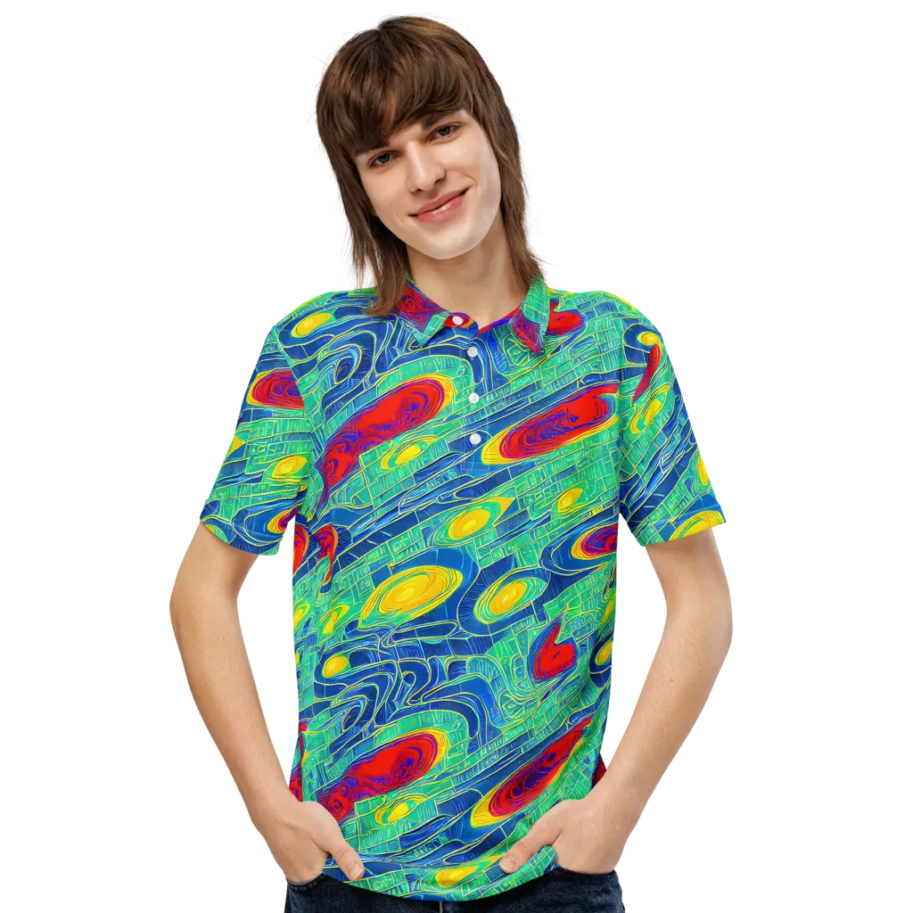 Neon Raceway on Men's Slim Fit Polo Shirt — Front