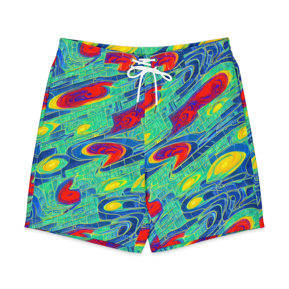 Neon Raceway on Men's Board Shorts — Front