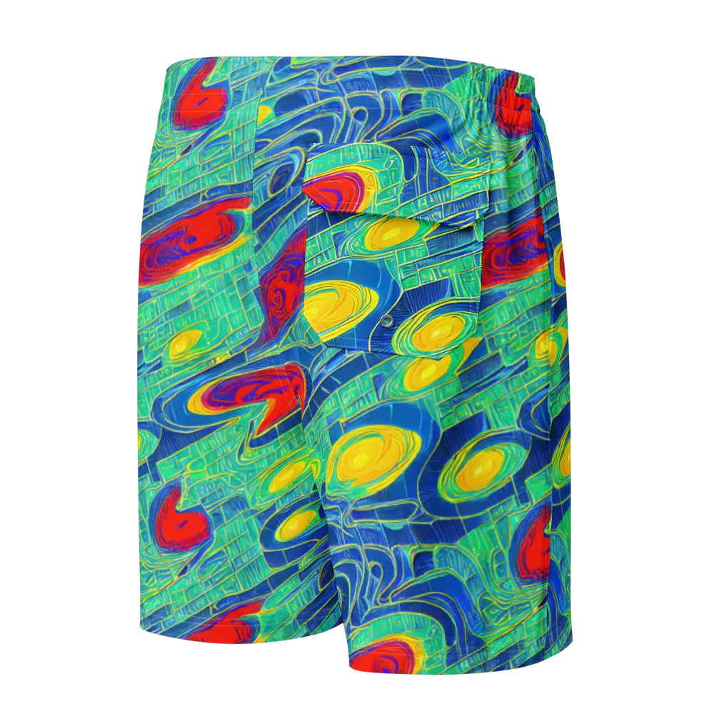 Neon Raceway on Men's Board Shorts — Back