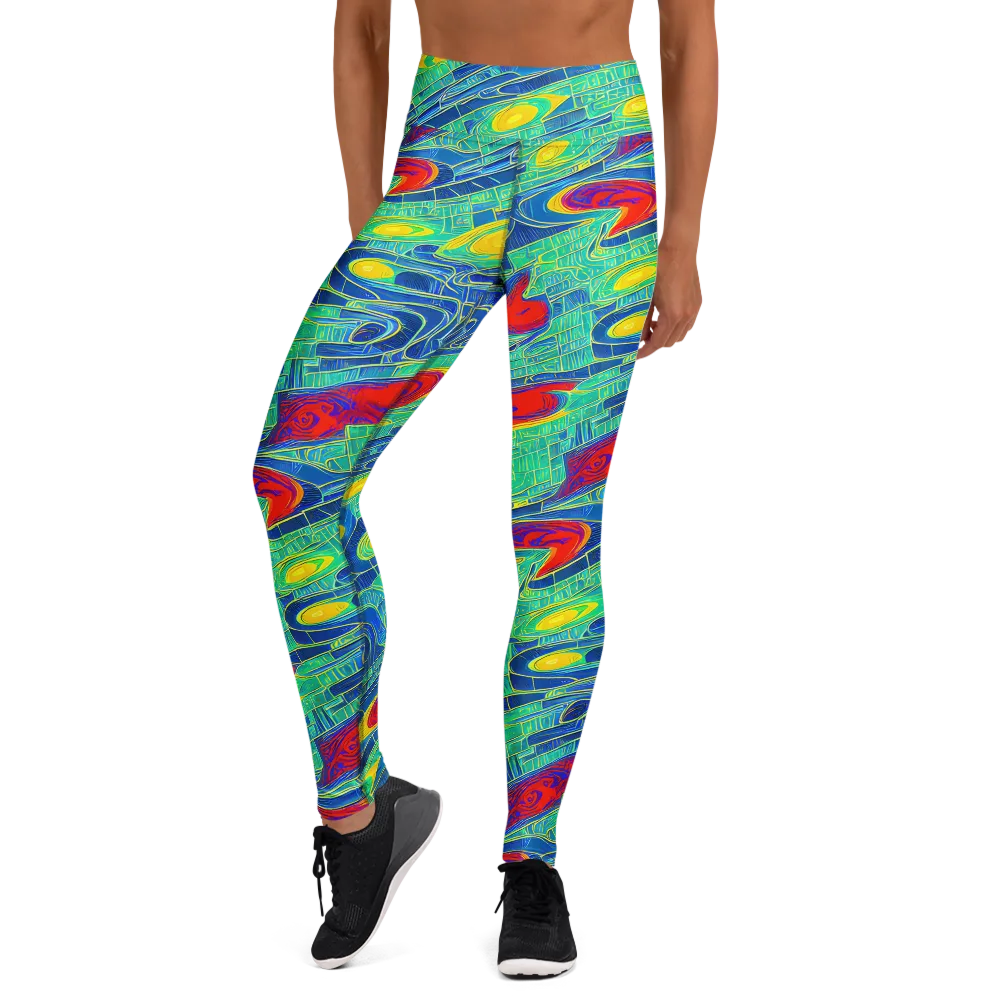 Neon Raceway on Yoga Leggings — Front