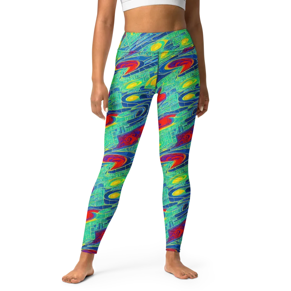 Neon Raceway on Yoga Leggings — Front