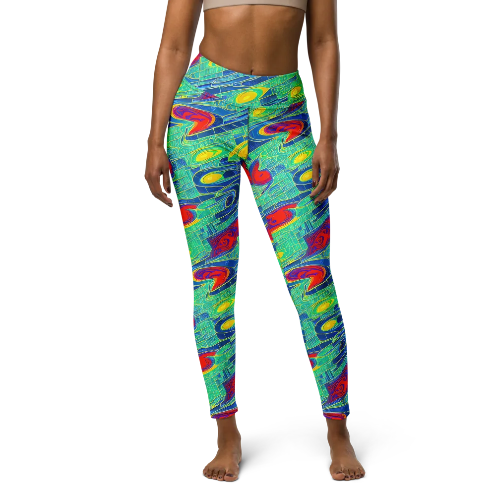 Neon Raceway on Yoga Leggings — Front