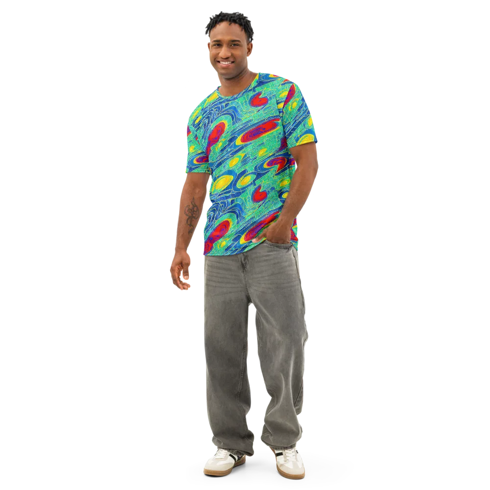 Neon Raceway on Men's Cotton Crew Neck T-Shirt — Front