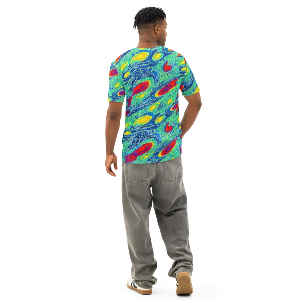 Neon Raceway on Men's Cotton Crew Neck T-Shirt — Back