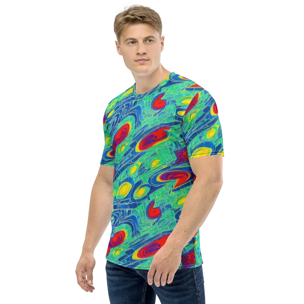 Neon Raceway on Men's Crew Neck T-Shirt — Left
