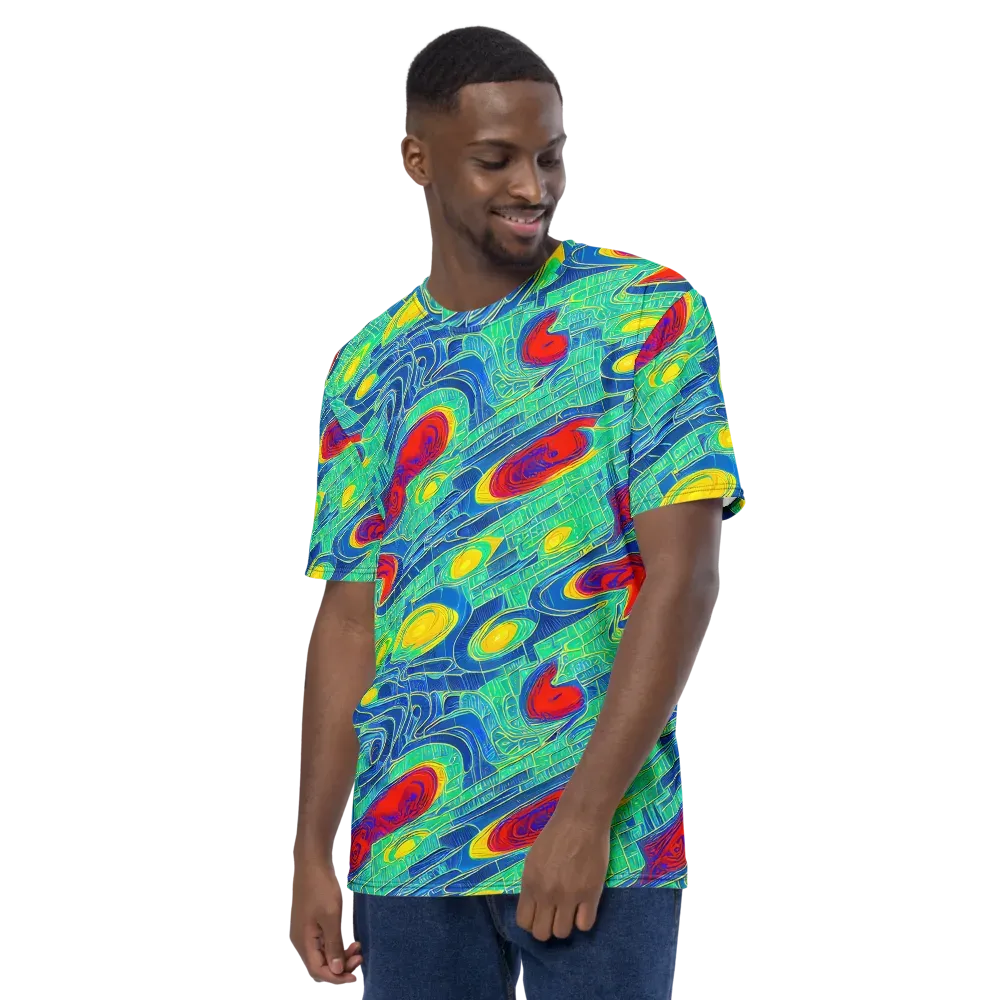 Neon Raceway on Men's Crew Neck T-Shirt — Left