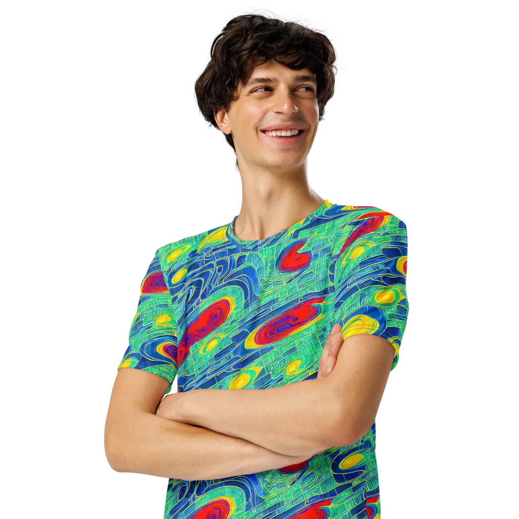 Neon Raceway on Men's Crew Neck T-Shirt — Left Front