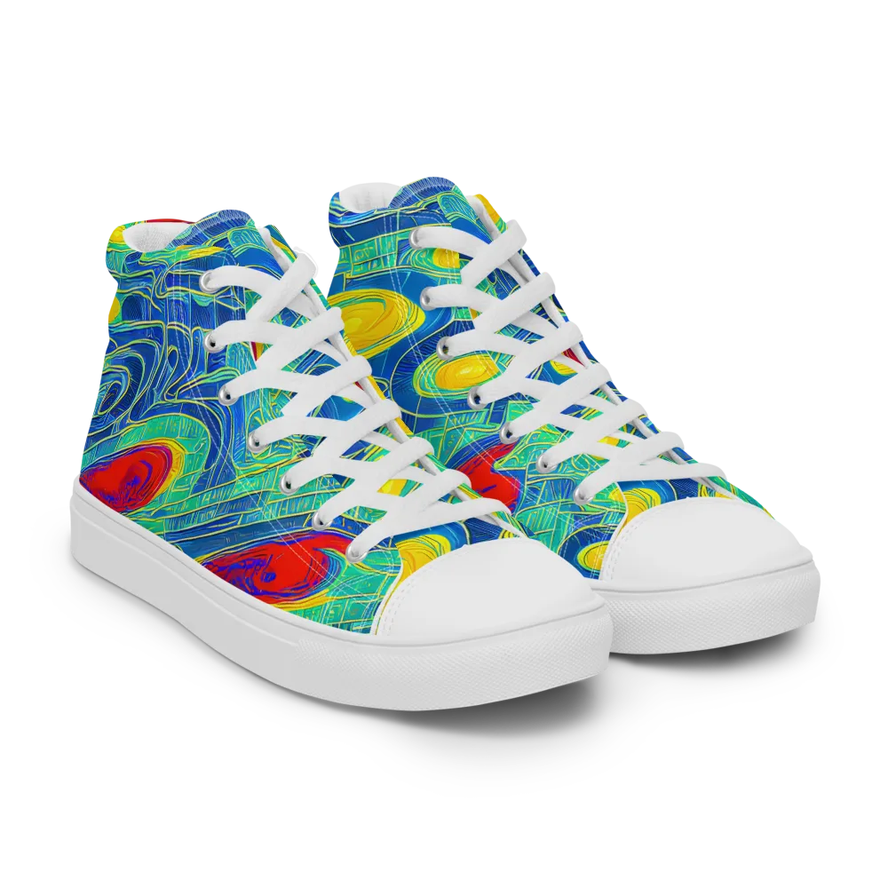 Neon Raceway on Men's High Top Canvas Shoes — Right Front