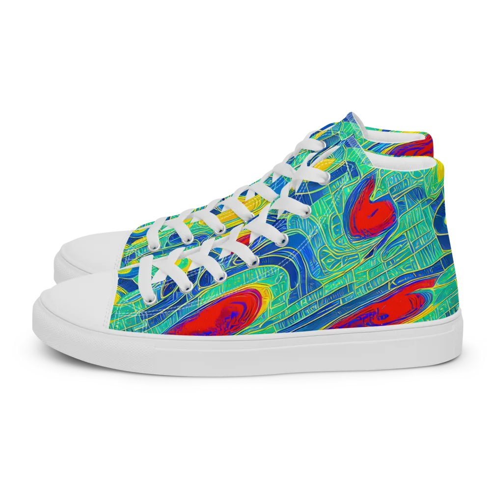 Neon Raceway on Men's High Top Canvas Shoes — Left