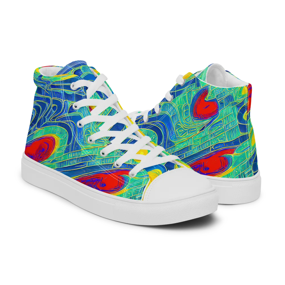 Neon Raceway on Men's High Top Canvas Shoes — Right