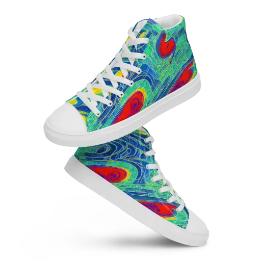 Neon Raceway on a Men's High Top Canvas Shoes