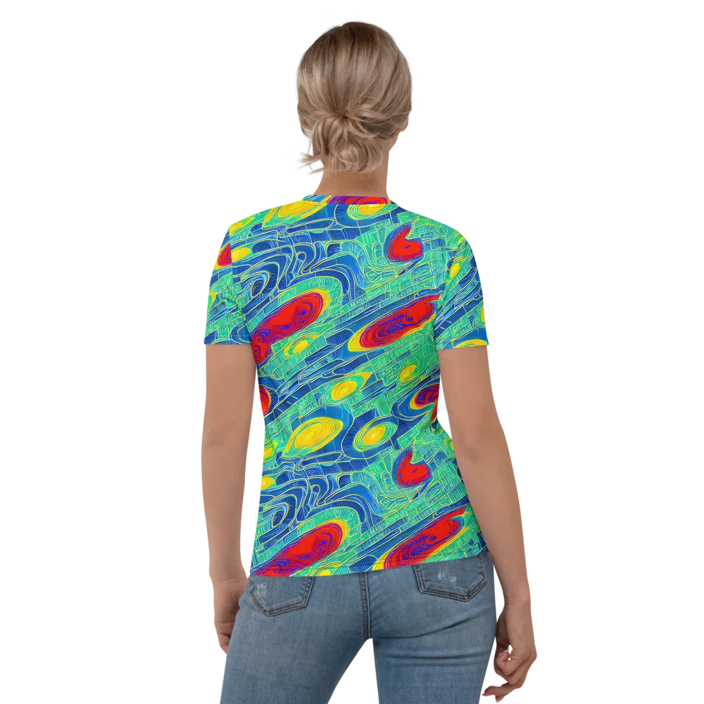 Neon Raceway on Women's Crew Neck T-Shirt — Back
