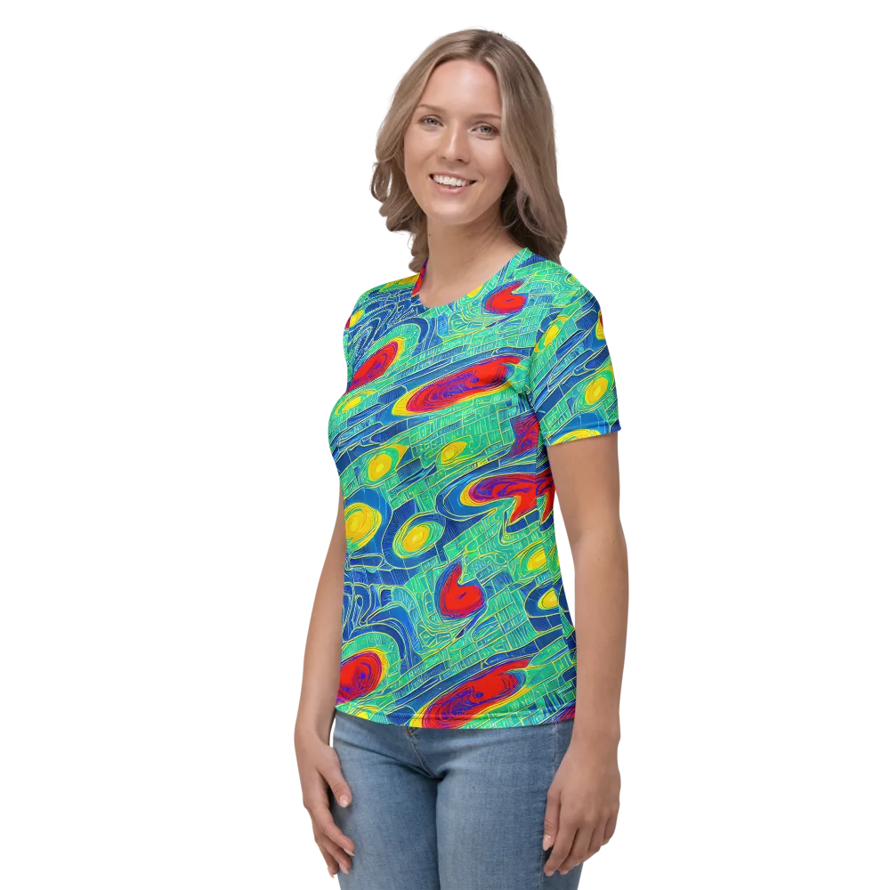 Neon Raceway on Women's Crew Neck T-Shirt — Left