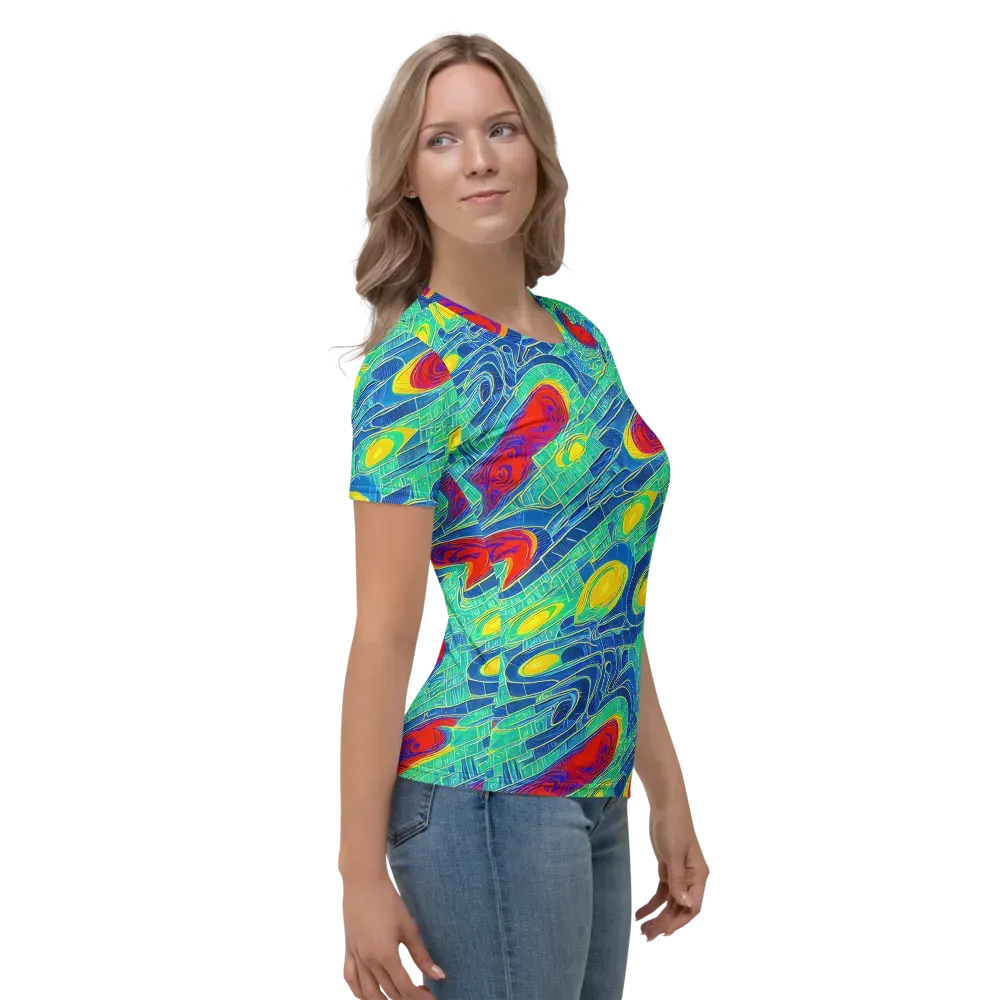 Neon Raceway on Women's Crew Neck T-Shirt — Right