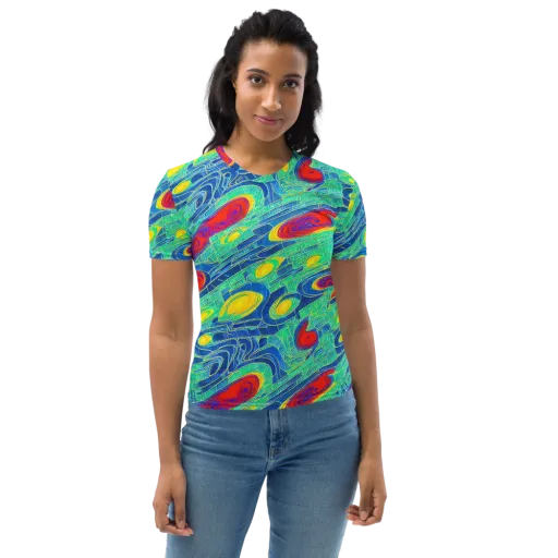 Neon Raceway on a Women's Crew Neck T-Shirt