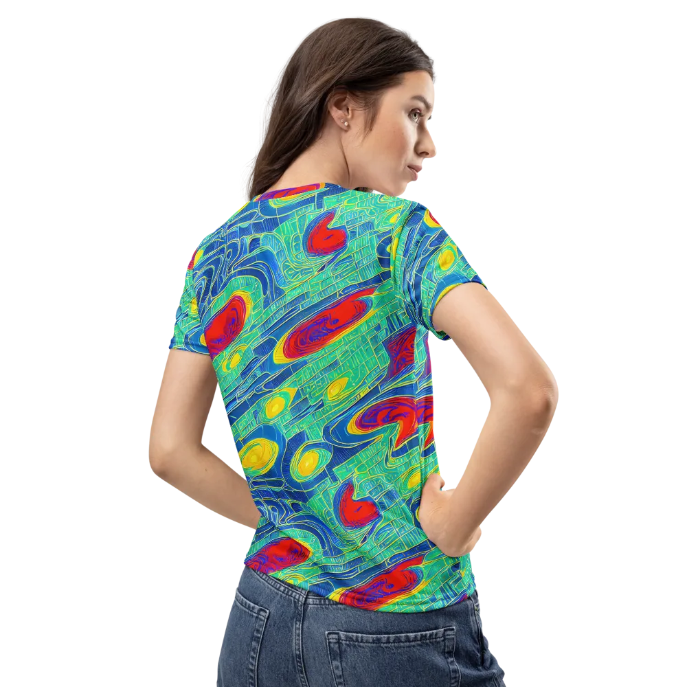 Neon Raceway on Women's Crew Neck T-Shirt — Back